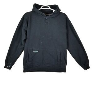 Arborwear Mens XL Black Cotton Fleece Snap Neck Pullover Hoodie Sweatshirt Work